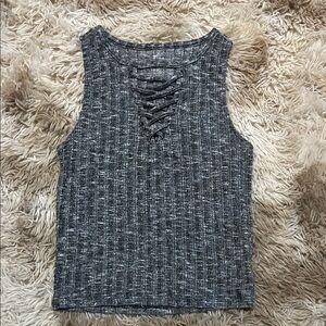 American Eagle Outfitters Charcoal Lace-Up Tank Top